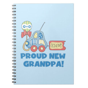 Proud New Grandpa Car It's a Boy Gifts Notebook