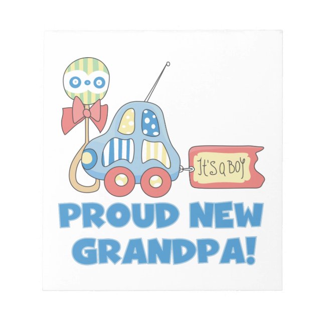 Proud New Grandpa Car It's a Boy Gifts Notepad (Front)