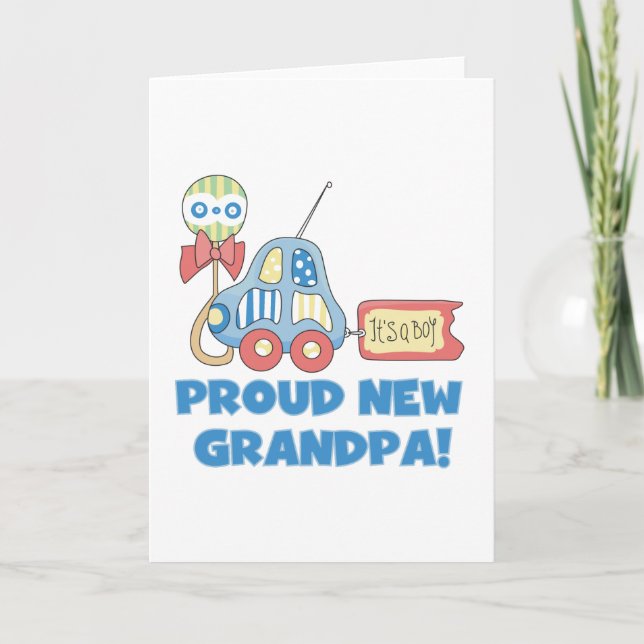 Proud New Grandpa It's a Boy TShirts and Gifts Announcement (Front)