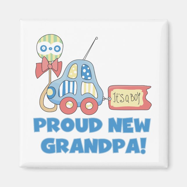 Proud New Grandpa It's a Boy TShirts and Gifts Magnet (Front)