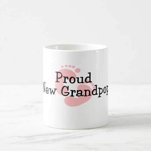 Proud New Grandpop Baby Girl Footprints Coffee Mug (Center)