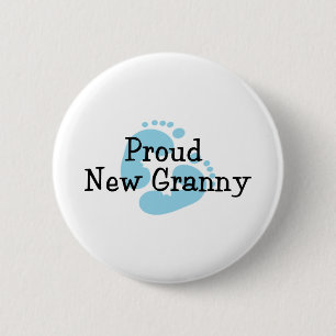 Proud New Granny Baby Girl Footprints 6 Cm Round Badge