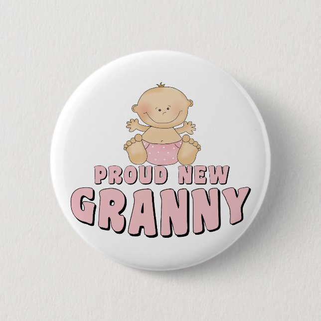 PROUD NEW Granny T-Shirt 6 Cm Round Badge (Front)