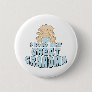 PROUD NEW Great Grandma T-Shirt 6 Cm Round Badge