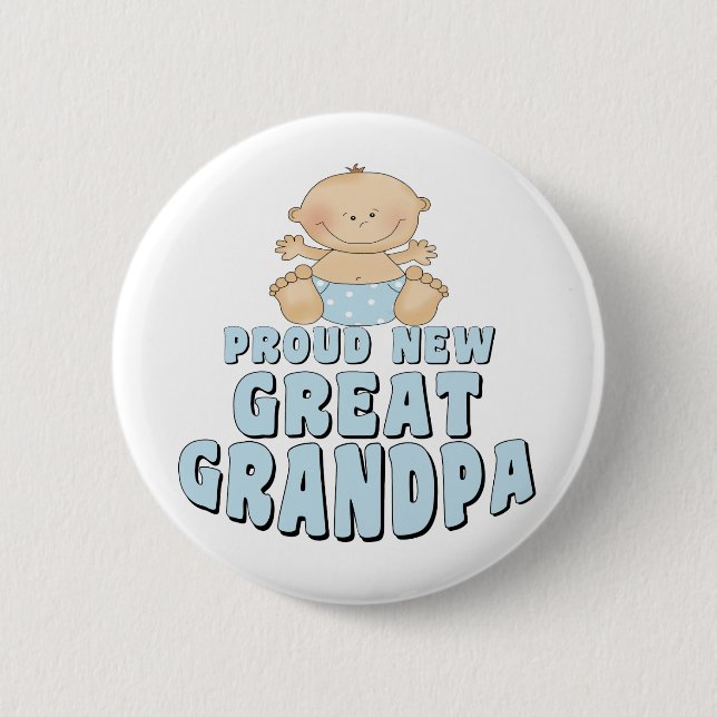 PROUD NEW Great Grandpa Boy 6 Cm Round Badge (Front)