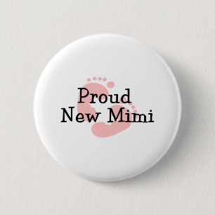 Proud New Mimi Baby Girl Footprints 6 Cm Round Badge