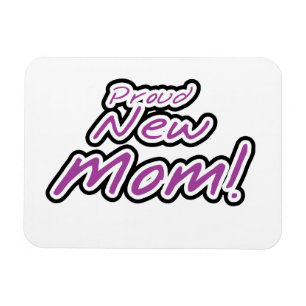 Proud New Mum Black and Purple Text Gifts Magnet