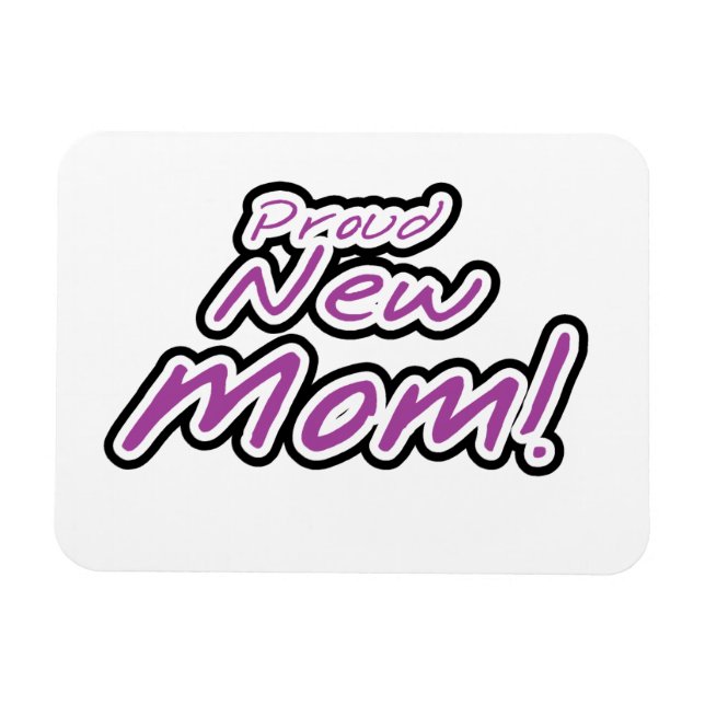 Proud New Mum Black and Purple Text Gifts Magnet (Horizontal)