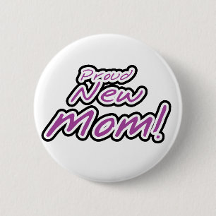 Proud New Mum Purple Text Tshirts and Gifts 6 Cm Round Badge