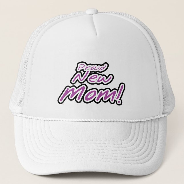 Proud New Mum Purple Text Tshirts and Gifts Trucker Hat (Front)