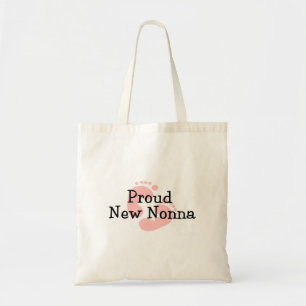 Proud New Nonna Baby Girl Footprints Tote Bag