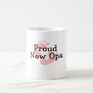 Proud New Opa Baby Girl Footprints Coffee Mug