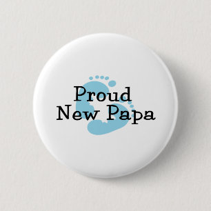 Proud New Papa Baby Boy Footprints 6 Cm Round Badge