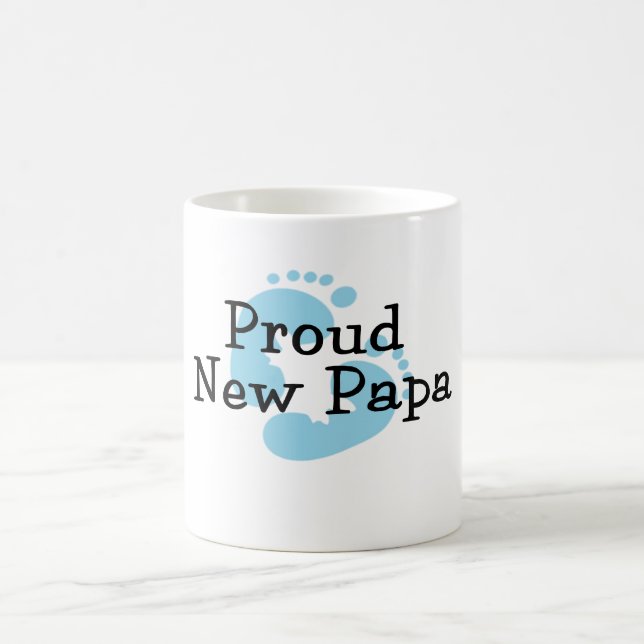 Proud New Papa Baby Boy Footprints Coffee Mug (Center)