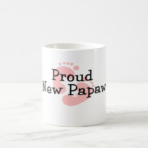 Proud New Papaw Baby Girl Footprints Coffee Mug