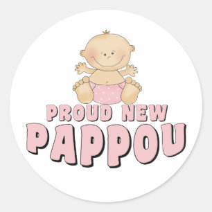 PROUD NEW Pappou Girl Classic Round Sticker