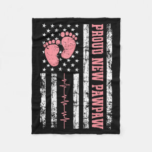 Proud New Pawpaw New Girl Baby Fathers Day Fleece Blanket