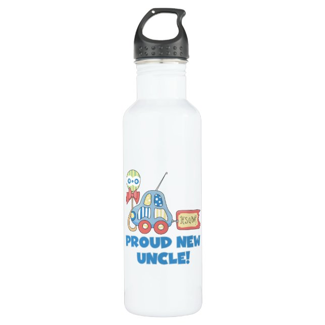 Proud New Uncle Car It's a Boy 710 Ml Water Bottle (Front)