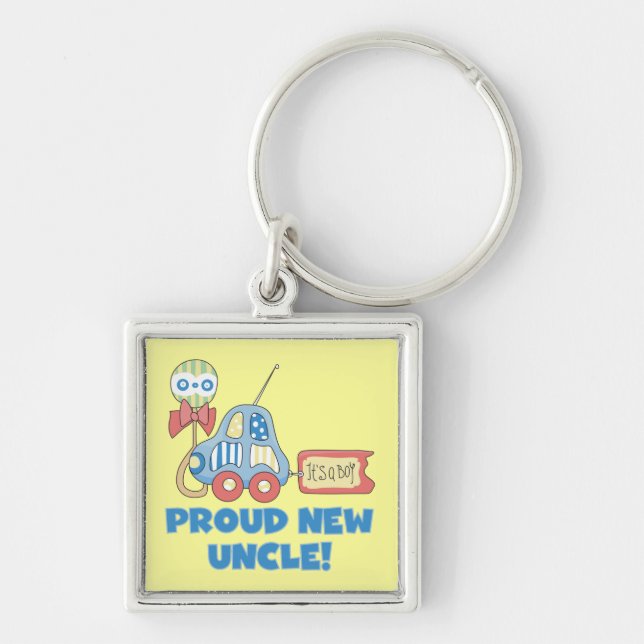 Proud New Uncle Car It's a Boy Gifts Key Ring (Front)