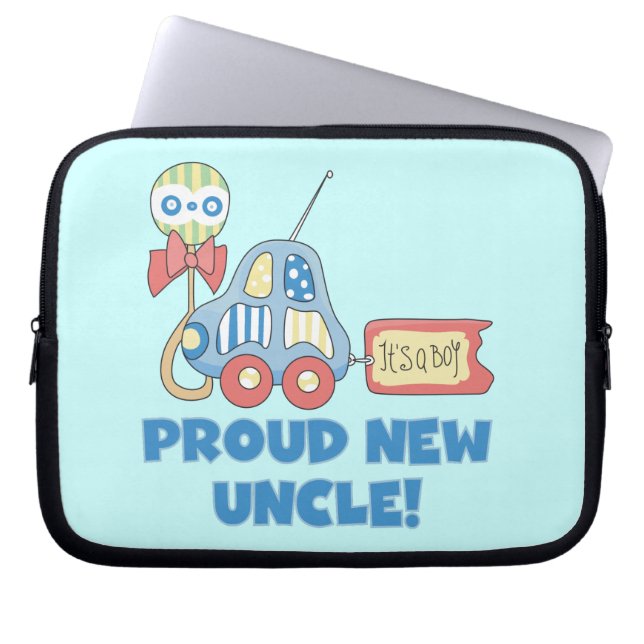 Proud New Uncle Car It's a Boy Gifts Laptop Sleeve (Front)