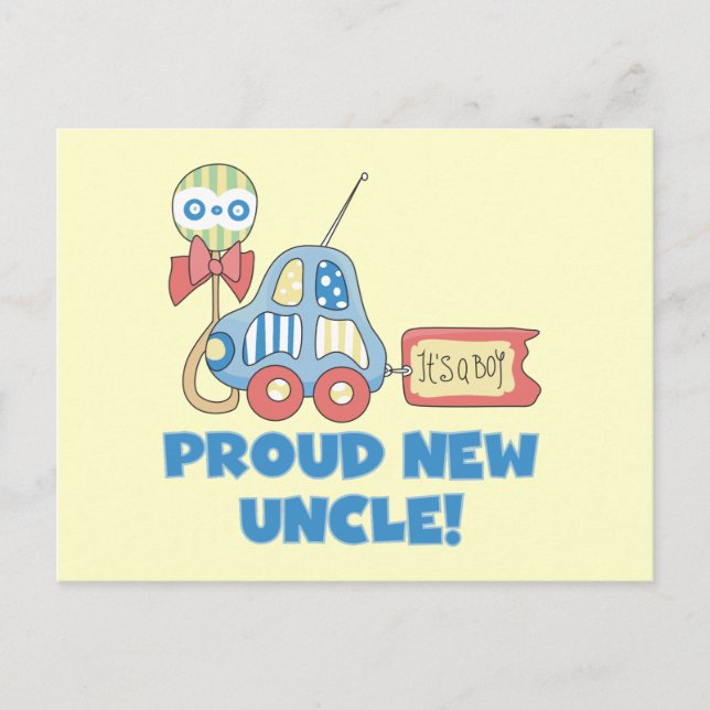 Proud New Uncle It's a Boy Tshirts and Gifts Announcement Postcard (Front)