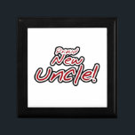 Proud New Uncle Red and Black Text Gifts Gift Box<br><div class="desc">Proud New Uncle keepsake boxes,  tiles,  ornaments,  notebooks,  mugs,  hoodies,  sweatshirts,  cards,  stickers,  keychains,  and other proud new uncle gear with red and black cool text!</div>