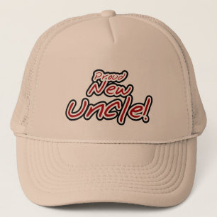 Proud New Uncle - Red and Black Text Trucker Hat