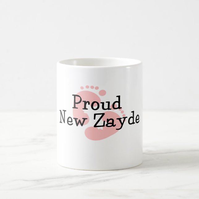 Proud New Zayde Baby Girl Footprints Coffee Mug (Center)