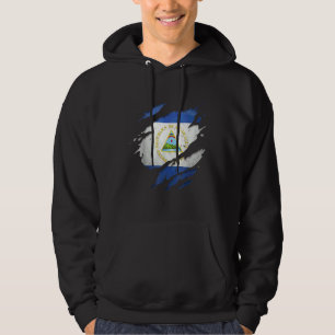 Proud Nicaraguan Torn Ripped Nicaragua Flag Hoodie
