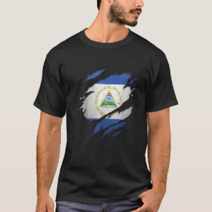 Proud Nicaraguan  Torn Ripped Nicaragua Flag T-Shirt
