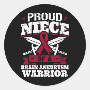 Proud Niece Of A Brain Aneurysm Warrior Awareness Classic Round Sticker