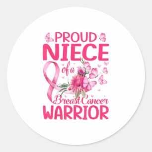 Proud Niece Of A Breast Cancer Warrior Aware Classic Round Sticker