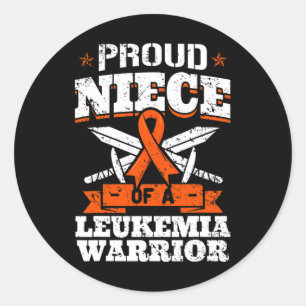 Proud Niece Of A Leukaemia Warrior Awareness Blood Classic Round Sticker