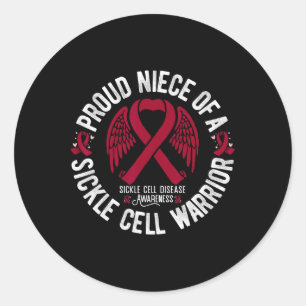 Proud Niece Of A Sickle Cell Warrior Scd Awareness Classic Round Sticker