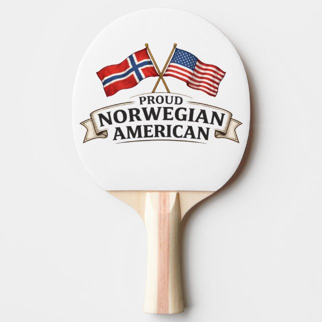 Proud Norwegian American Ping Pong Paddle (Front)