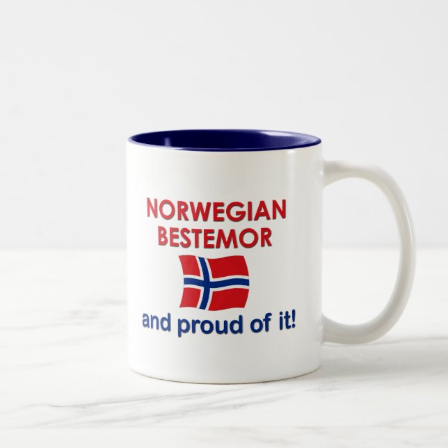 Proud Norwegian Bestemor (Grandmother) Two-Tone Coffee Mug (Right)