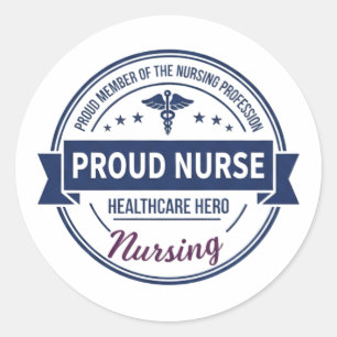 Proud Nurse Healthcare Hero Vintage Badge Classic Round Sticker