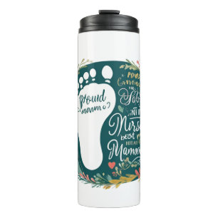 Proud Nurse Mama – Floral Baby Footprint Design Thermal Tumbler
