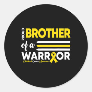Proud Of A Brother Warrior Childhood Cancer Awaren Classic Round Sticker