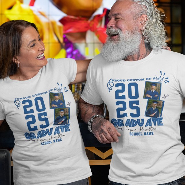 Proud Of Graduate Custom Photo Graduation Family Tri-Blend Shirt (Creator Uploaded)