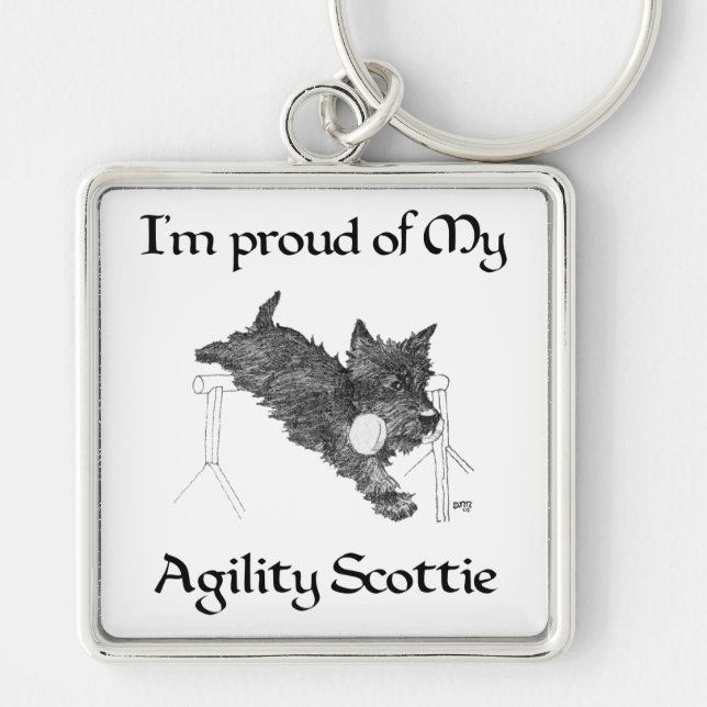 Proud of My Agility Scottie Key Ring (Front)
