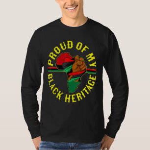 Proud Of My Black Heritage Africa Map Kwanzaa Pan T-Shirt