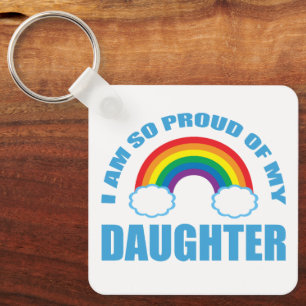 Proud of My Daughter Rainbow Gay Pride Parent Key Ring