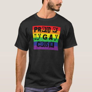 Proud Of My Gay Cousin Gay Pride Rainbow Word T-Shirt