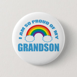 Proud of My Grandson Rainbow Grandparents 6 Cm Round Badge