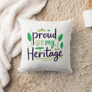 Proud of My Heritage Green Tribal Leaf Cushion