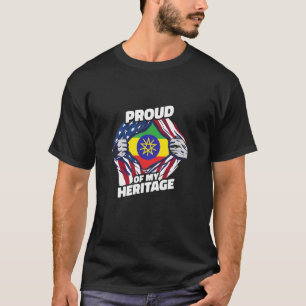 Proud of My Heritage - Patriotic Ethiopian America T-Shirt