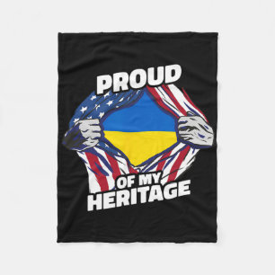 Proud Of My Heritage - Patriotic Ukrainian America Fleece Blanket