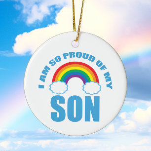 Proud of My Son Rainbow Gay Pride Christmas Ceramic Ornament