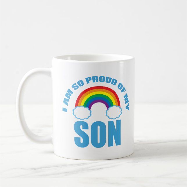 Proud of My Son Rainbow Gay Pride Parent Coffee Mug (Left)